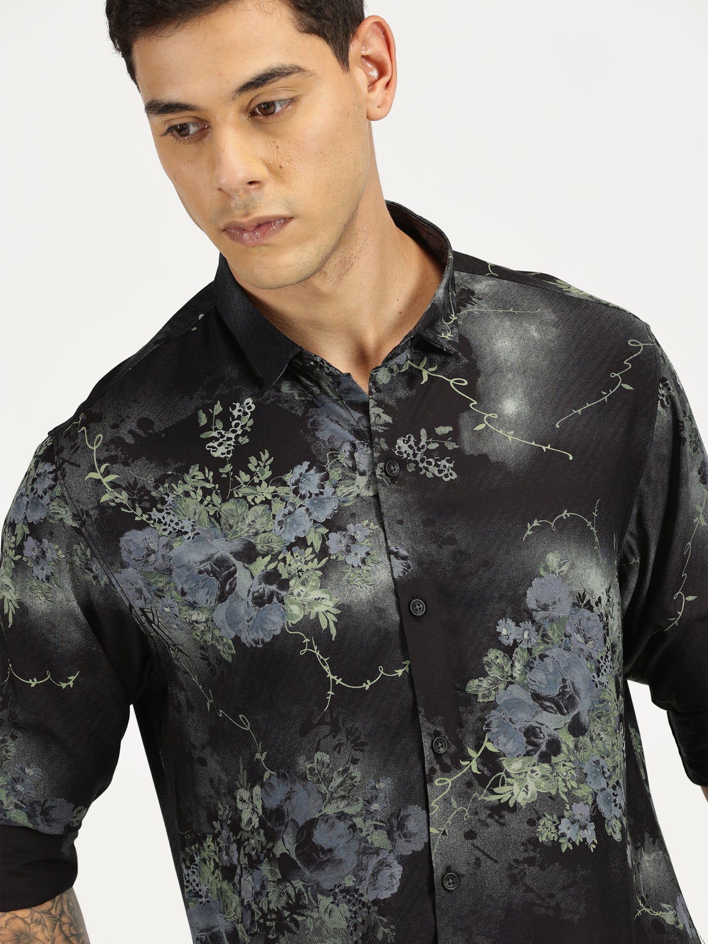 FLOWER FOIL PRINTED CLASSIC COLLAR FULL SLEEVE SHIRT