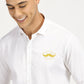 MOUSTACHE EMBROIDERED WHITE CLASSIC COLLAR FULL SLEEVE SHIRT