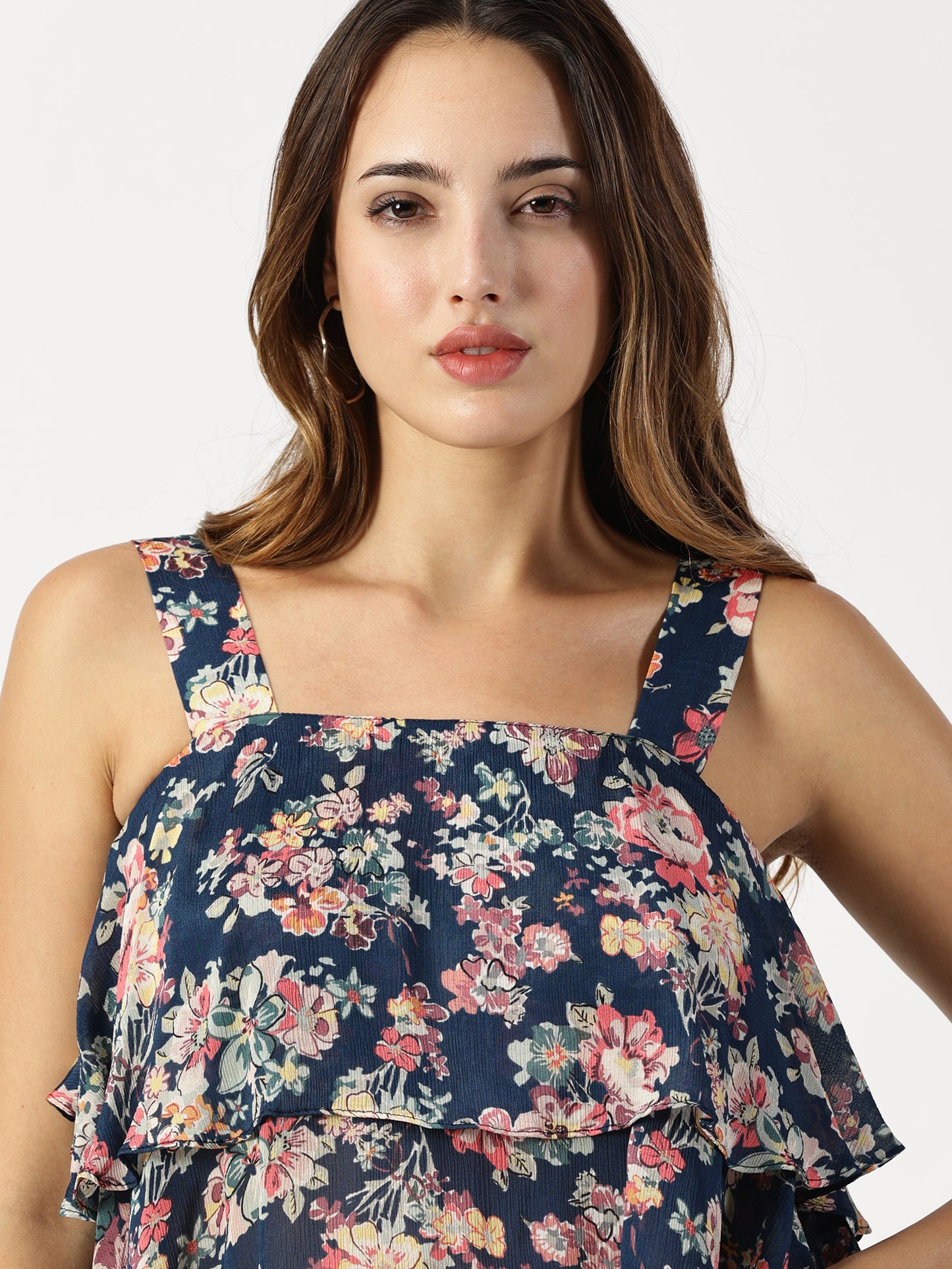 FLORAL PRINTED DOUBLE LAYERED TOP