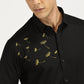 FLOWER EMBROIDERED BLACK CLASSIC COLLAR FULL SLEEVE SHIRT