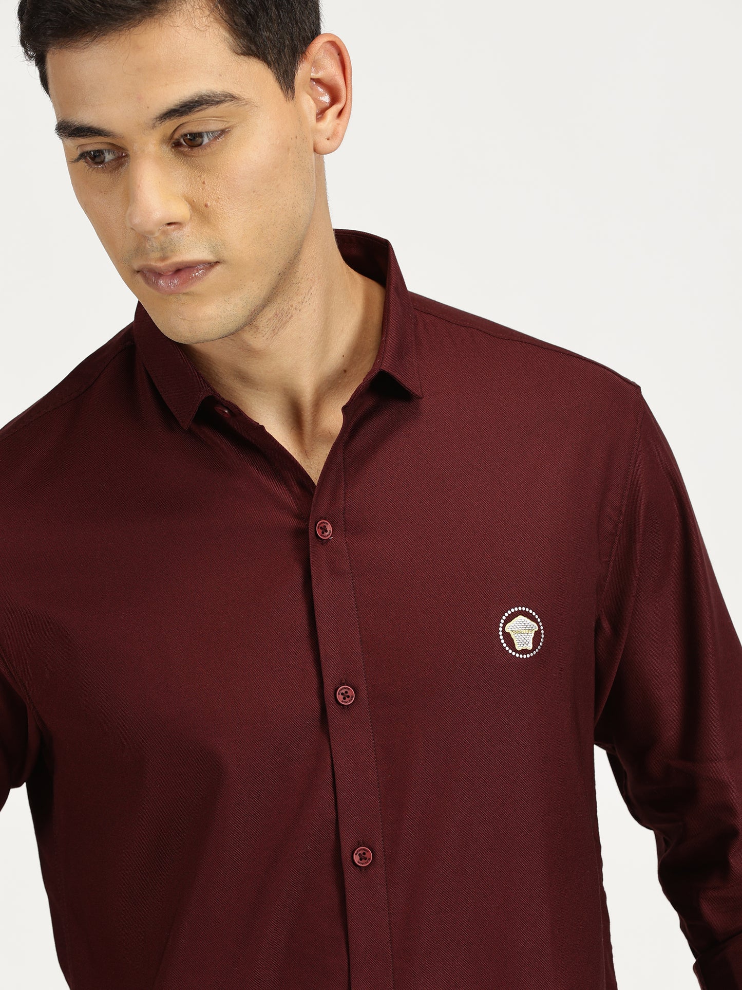 MAROON SOLID CLASSIC COLLAR FULL SLEEVE SHIRT