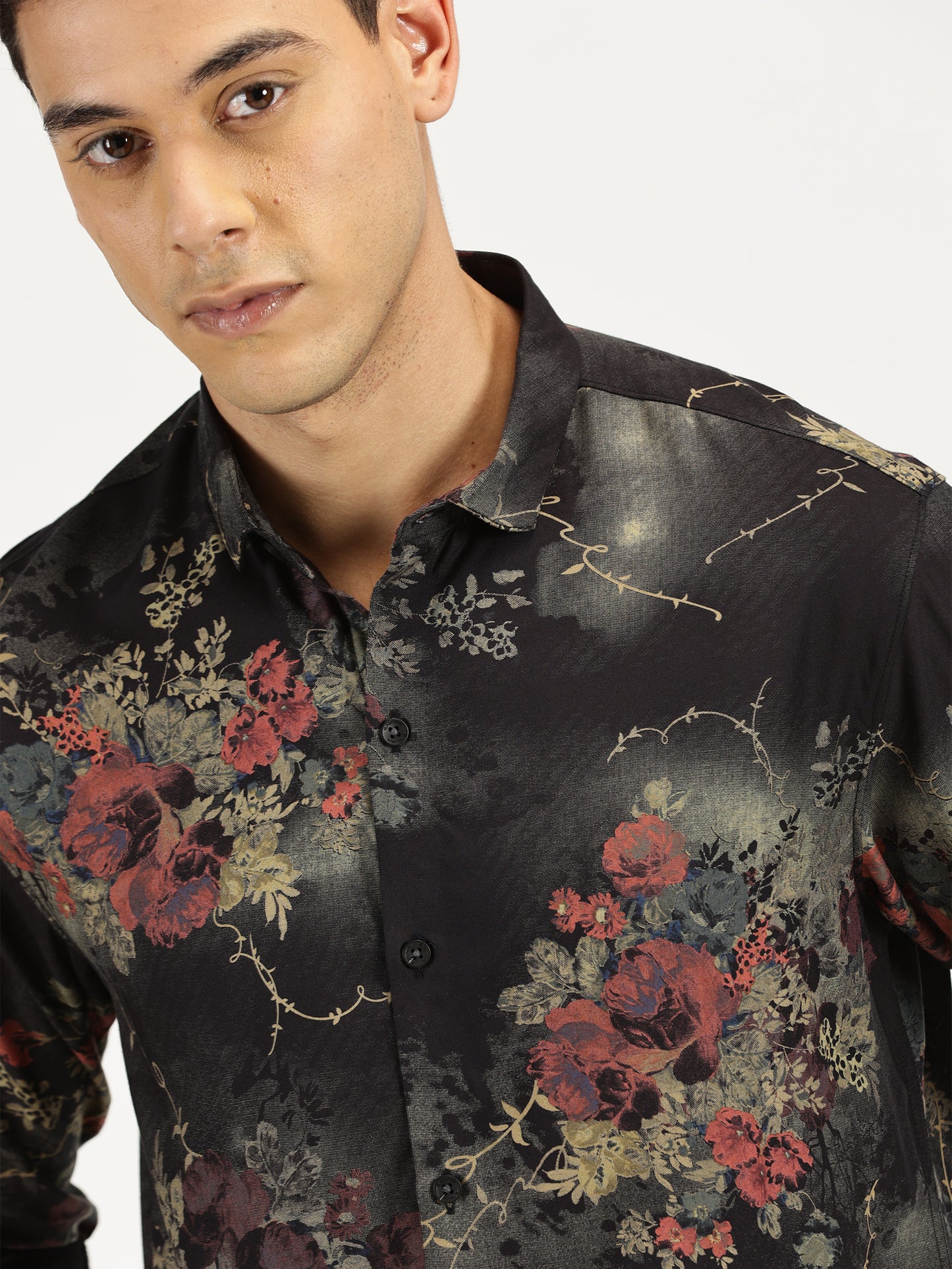 FLOWER FOIL PRINTED CLASSIC COLLAR FULL SLEEVE SHIRT