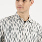 IKAAT PRINTED WHITE GREY CLASSIC COLLAR HALF SLEEVE OVERSIZE SHIRT