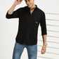 BLACK SOLID CLASSIC COLLAR FULL SLEEVE SHIRT