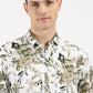 FLORAL PRINTED KHAKI CLASSIC COLLAR HALF SLEEVE SHIRT