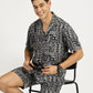 ABSTRACT PRINTED BLACK-GREY CO-ORDS SET