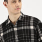 BLACK WHITE CHECKERED CLASSIC COLLAR HALF SLEEVE OVERSIZE SHIRT