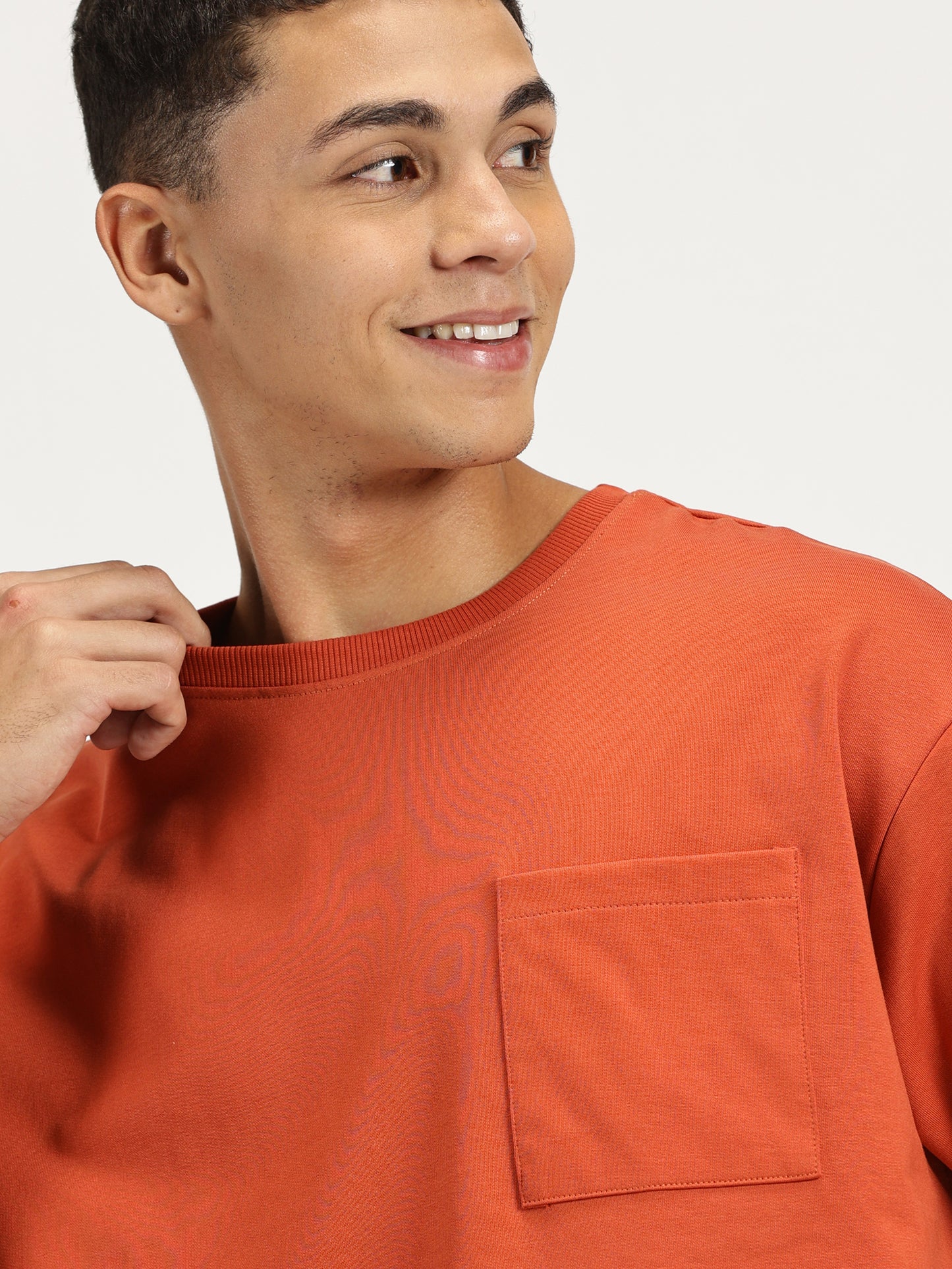 SOLID ORANGE OVERSIZED TSHIRT WITH POCKET