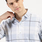 BLUE CHECKERED CLASSIC COLLAR HALF SLEEVE SHIRT