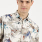 ABSTRACT FLOWER PRINTED CLASSIC COLLAR HALF SLEEVE SHIRT