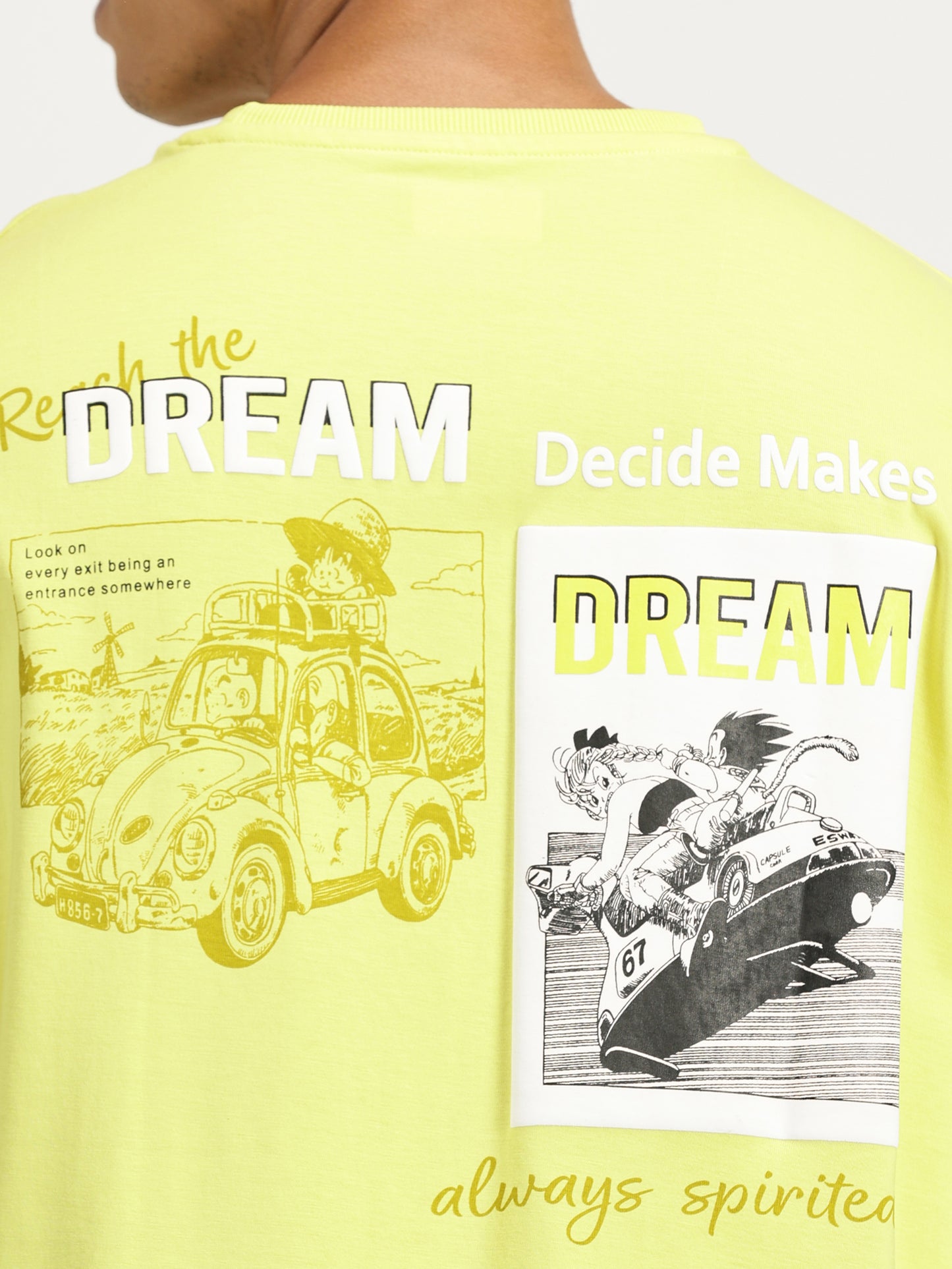 DREAM PUFF PRINTED YELLOW OVERSIZED TSHIRT