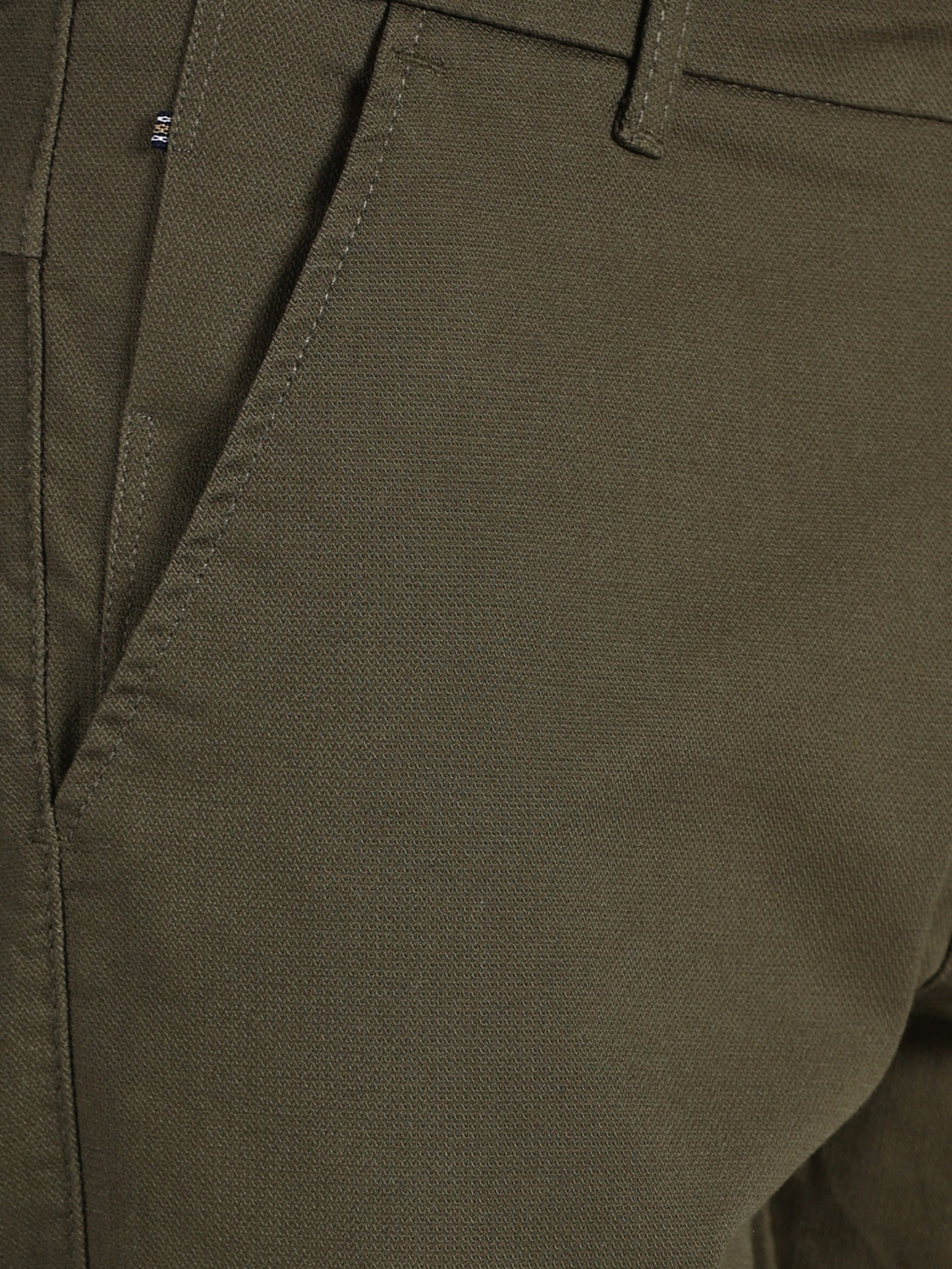 MEN'S OLIVE REGULAR FIT TROUSER WITH STRAIGHT POCKET