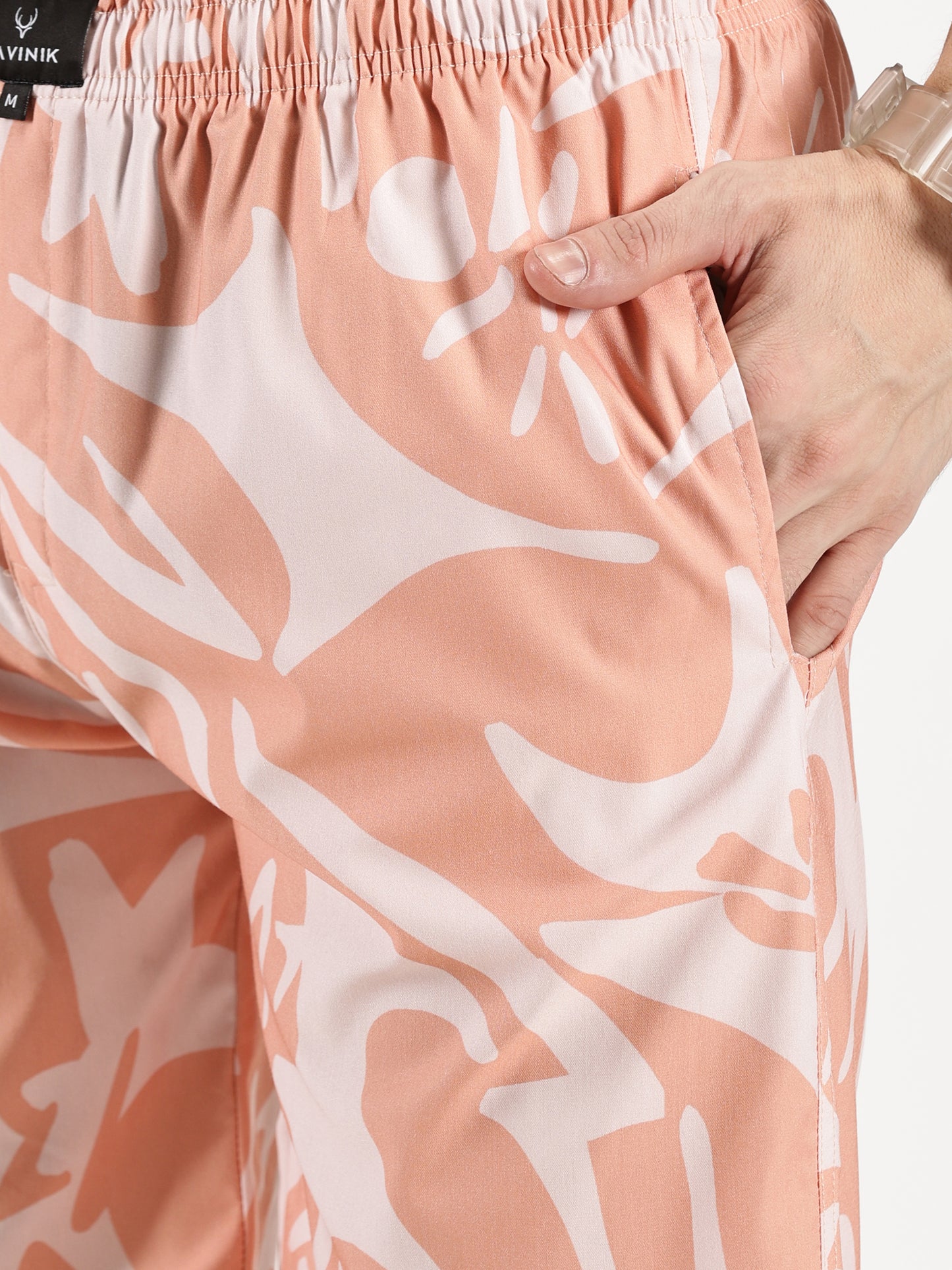 ABSTRACT PRINTED ORANGE-PINK CO-ORDS SET