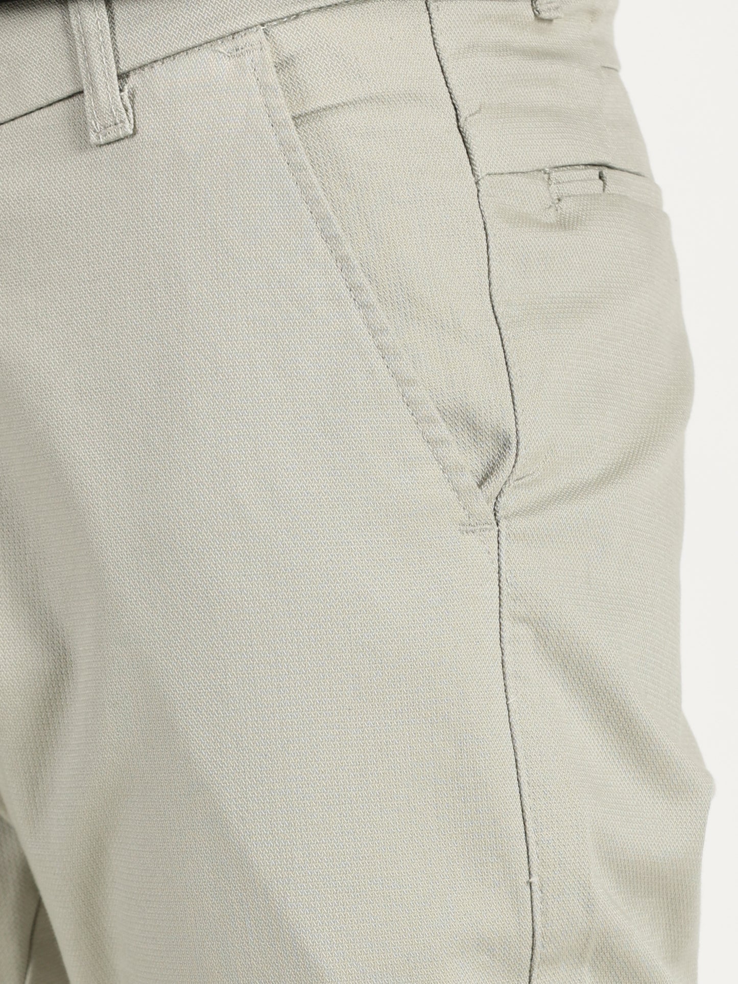 MEN'S OFF WHITE REGULAR FIT TROUSER WITH STRAIGHT POCKET