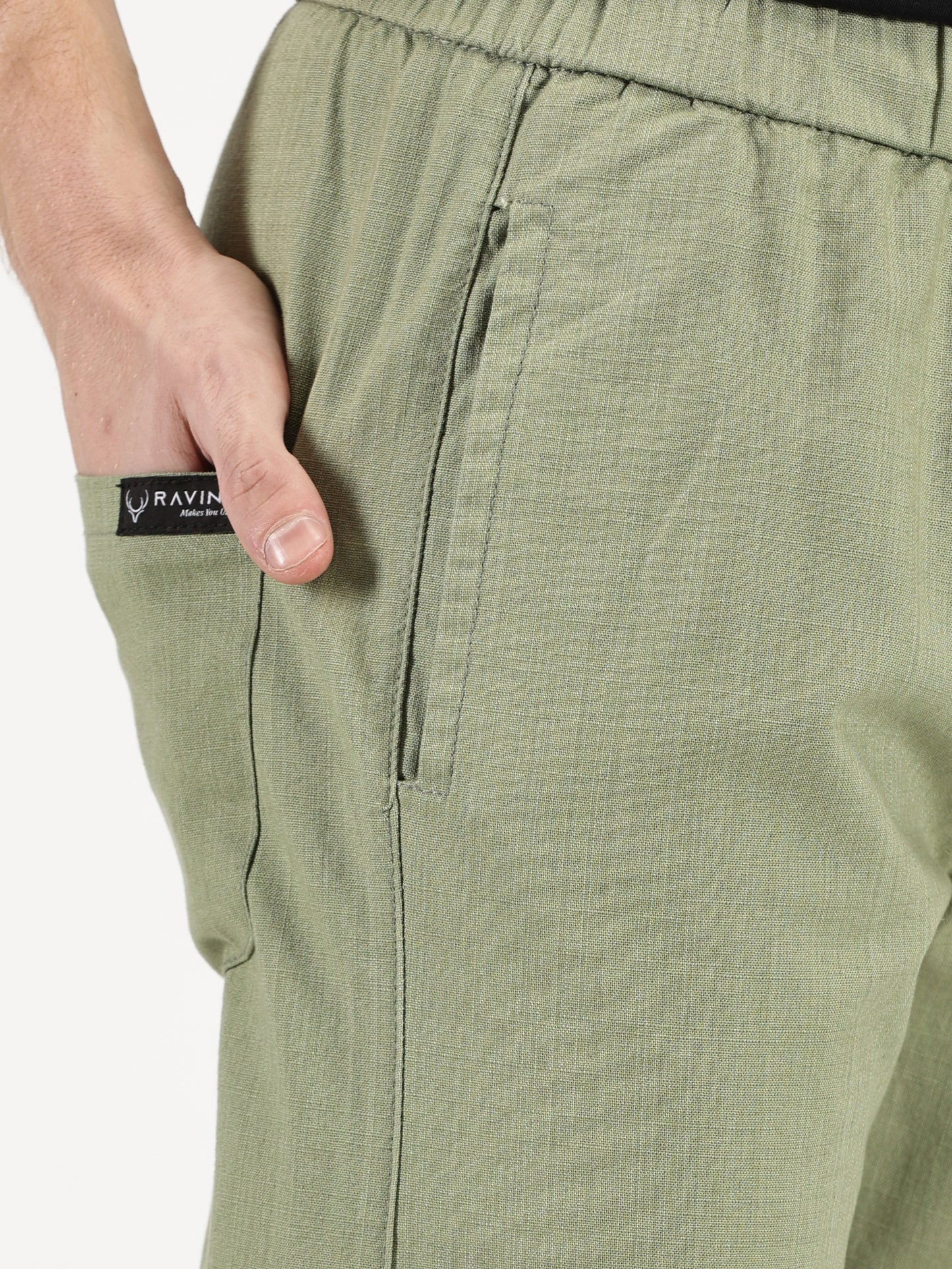 MEN'S TEXTILE JOGGERS OLIVE FULL LENGTH ELASTIC BOTTOM