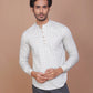 ABSRACT CHECKERED PRINTED OFF WHITE 100% COTTON SLIM FIT KURTA - Ravinik 