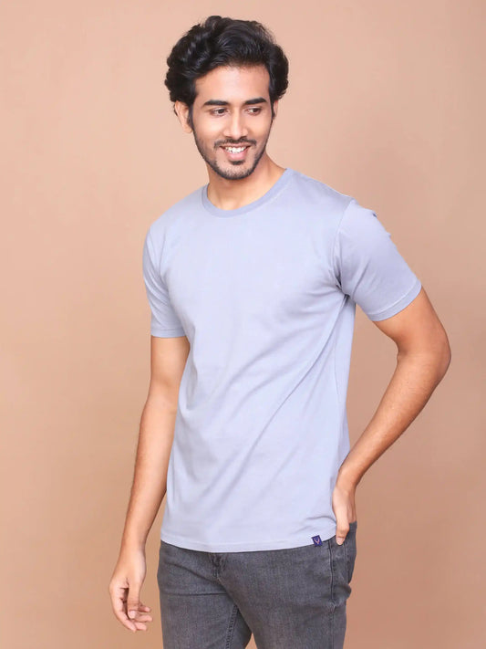 Buy-Ravinik-Grey-Solid-Coloured-Round-Neck-Half-Sleeve-Cotton-Slim-Fit-T-shirt-For-Men