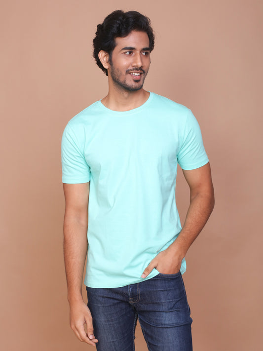 TURQUOISE GREEN SOLID COLOURED ROUND NECK TSHIRT - Ravinik 