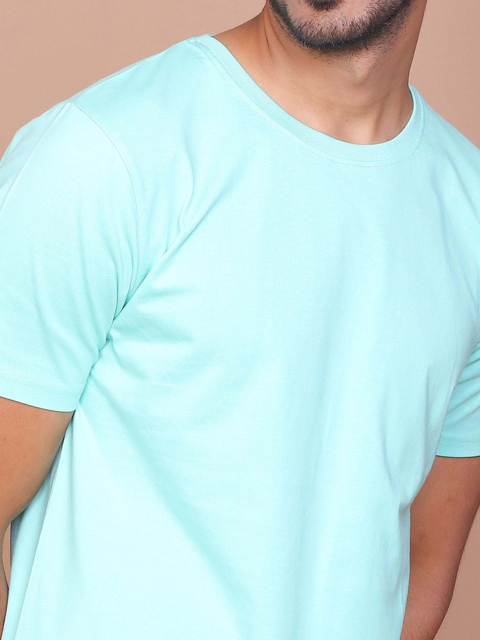 TURQUOISE GREEN SOLID COLOURED ROUND NECK TSHIRT - Ravinik 