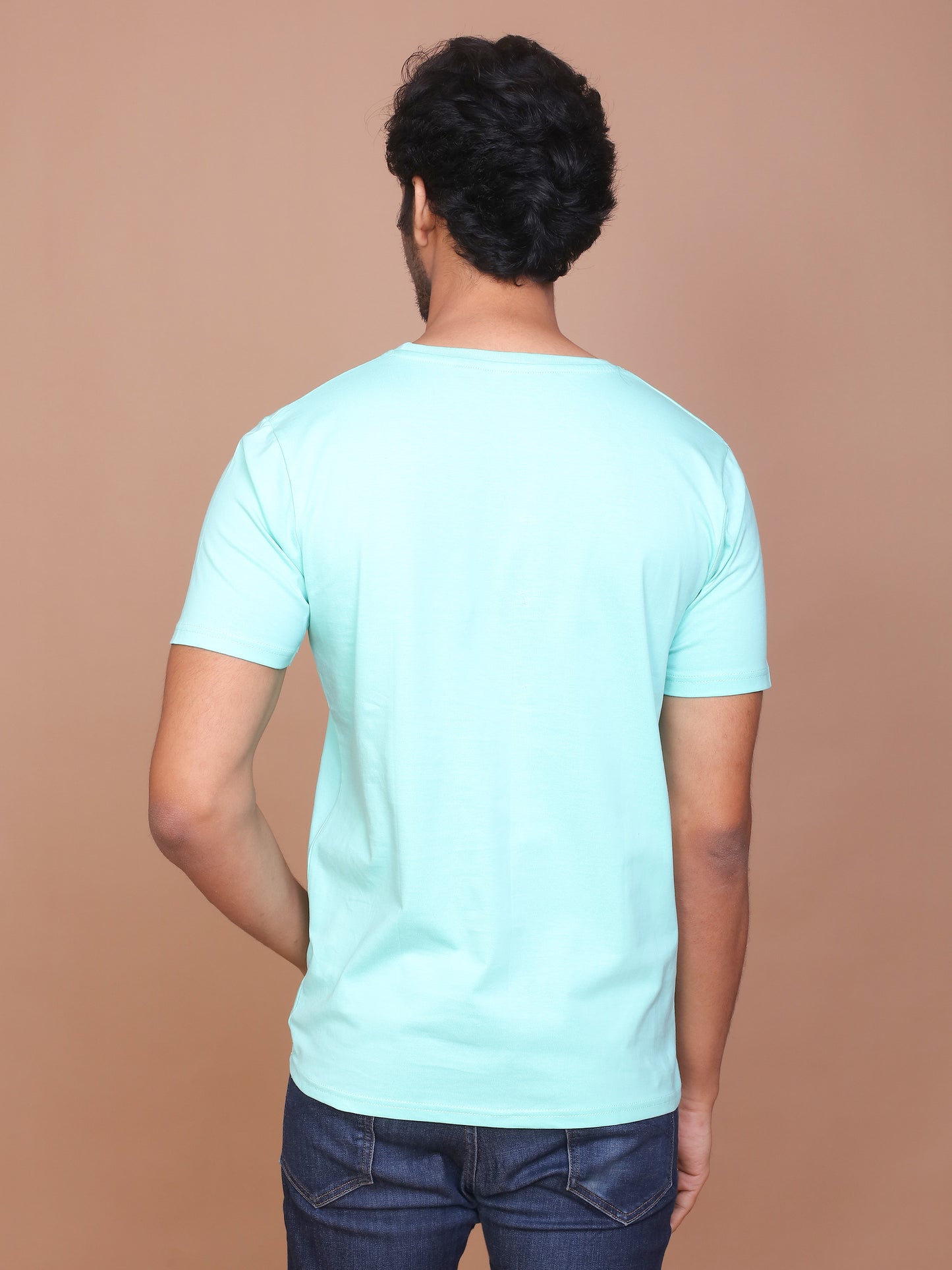 TURQUOISE GREEN SOLID COLOURED ROUND NECK TSHIRT - Ravinik 