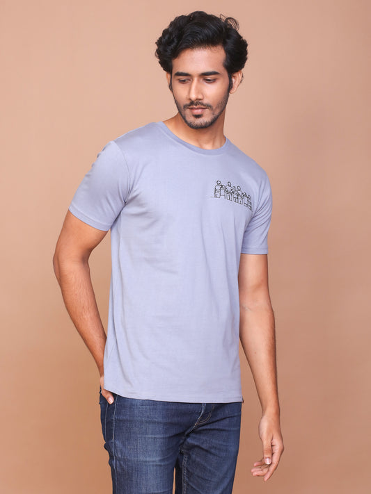 FRIENDS LINE ART GREY ROUND NECK TSHIRT - Ravinik 