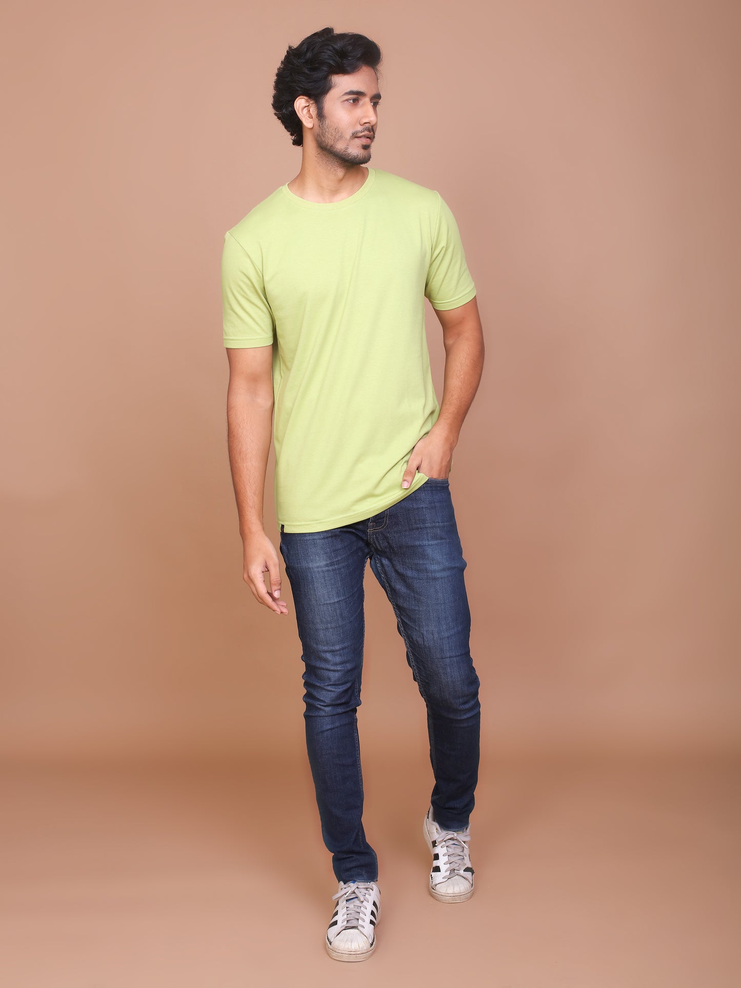 RICE KNIT LIGHT GREEN COLORED ROUND NECK TSHIRT - Ravinik 