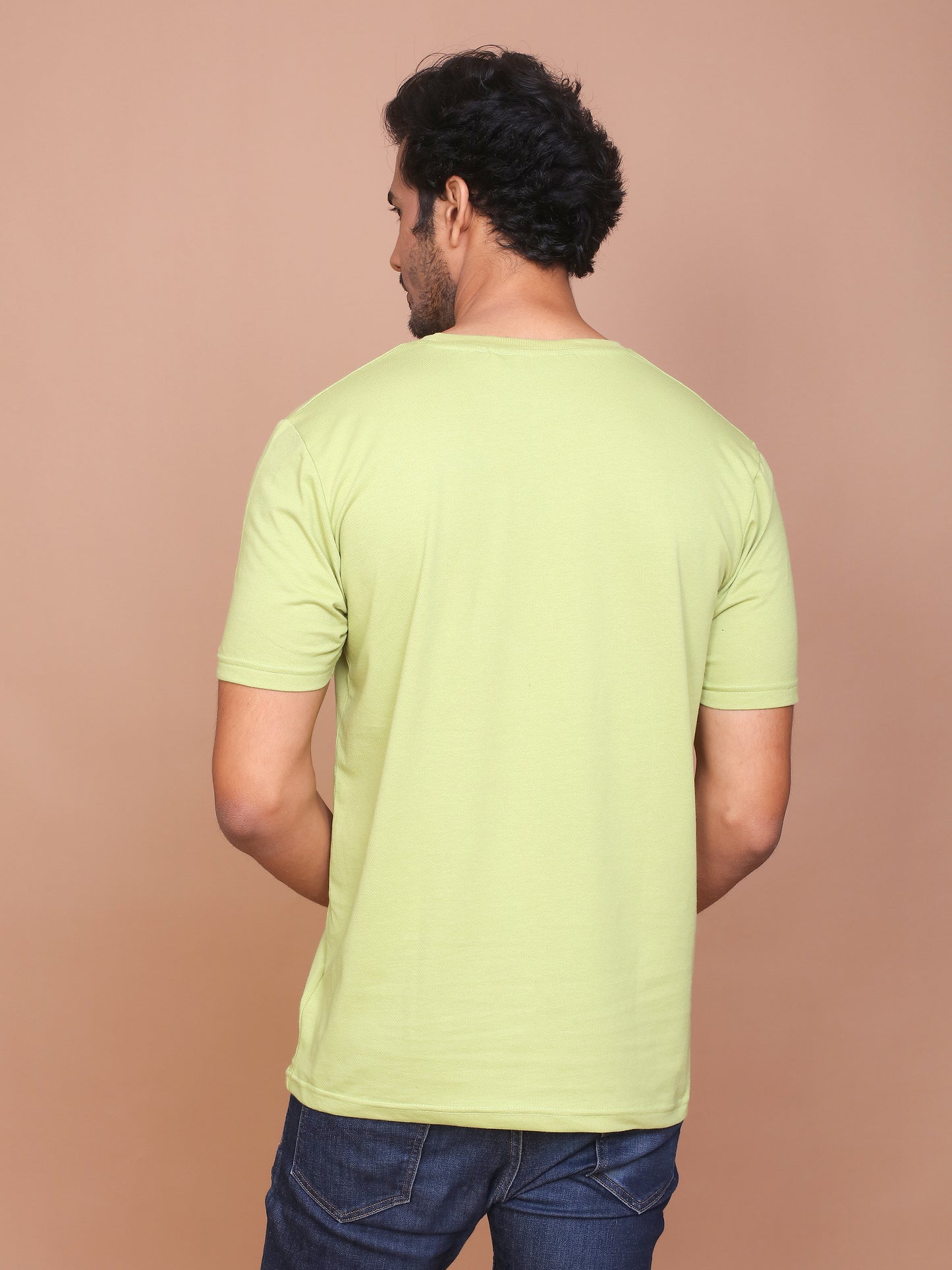 RICE KNIT LIGHT GREEN COLORED ROUND NECK TSHIRT - Ravinik 