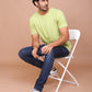 RICE KNIT LIGHT GREEN COLORED ROUND NECK TSHIRT - Ravinik 