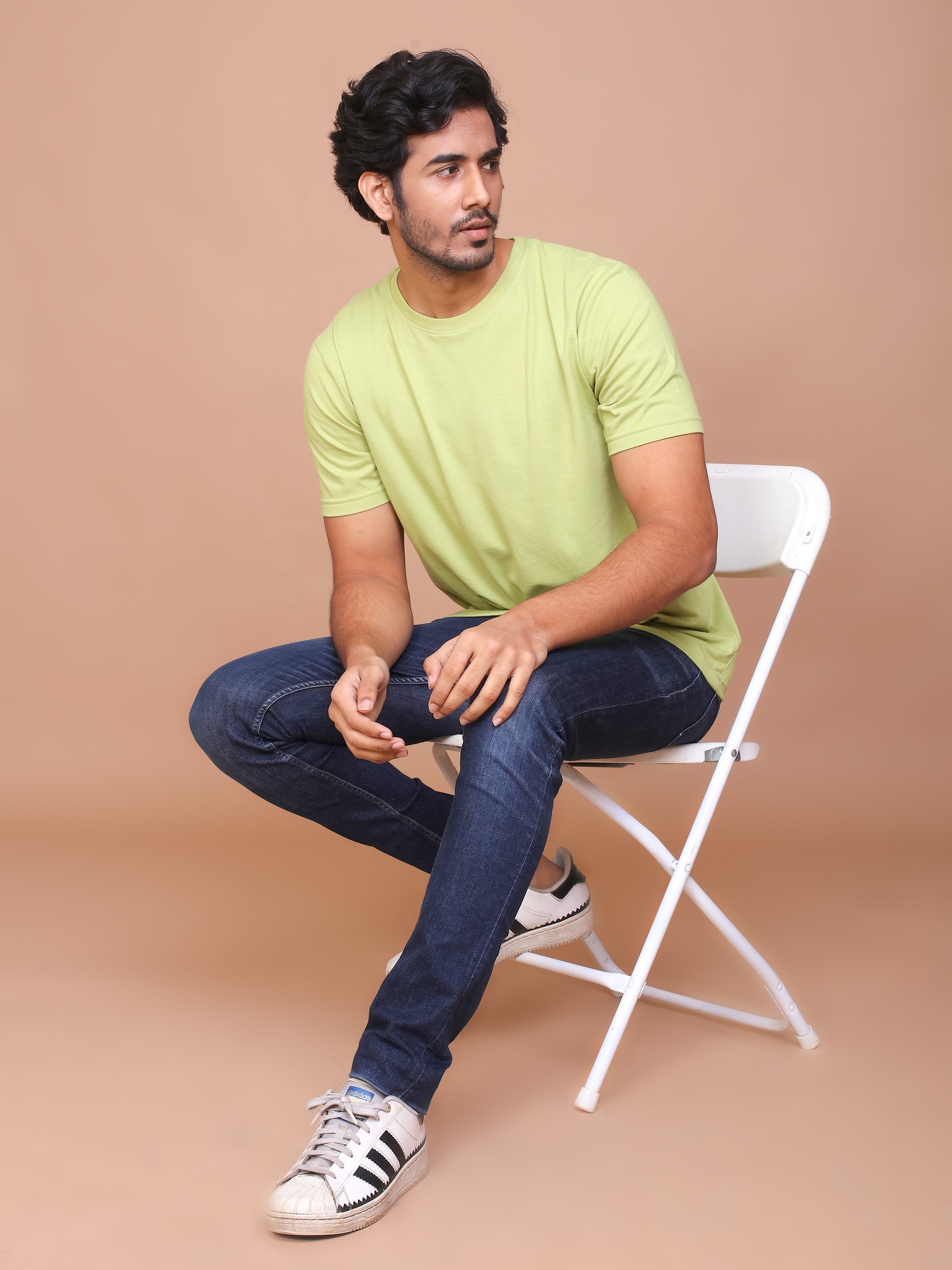 RICE KNIT LIGHT GREEN COLORED ROUND NECK TSHIRT - Ravinik 