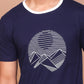 SCENIC LINE ART NAVY BLUE ROUND NECK TSHIRT - Ravinik 