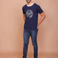 SCENIC LINE ART NAVY BLUE ROUND NECK TSHIRT - Ravinik 