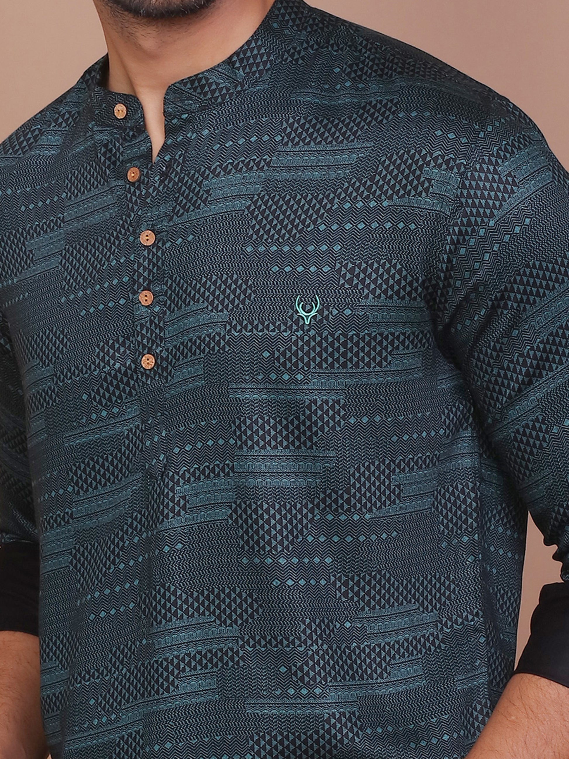 MULTI DESIGN BLACK GREEN KURTA - Ravinik 