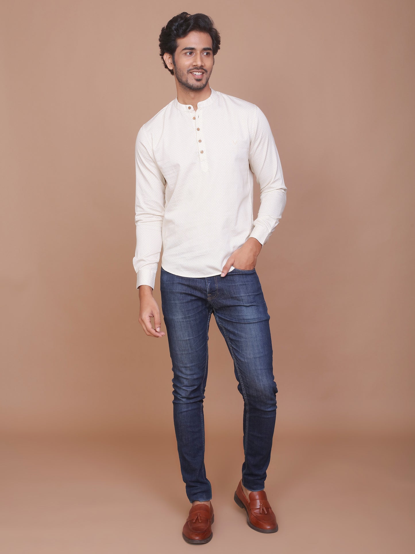 WHITE ETHNIC PRINTED KURTA - Ravinik 