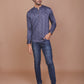 TRADITIONAL MOTIF PRINTED BLUE-LIGHT BLUE KURTA - Ravinik 