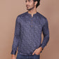 TRADITIONAL MOTIF PRINTED BLUE-LIGHT BLUE KURTA - Ravinik 