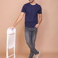 NAVY BLUE SOLID COLOURED ROUND NECK TSHIRT - Ravinik 