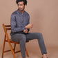 TRADITIONAL MOTIF PRINTED BLUE-GREY KURTA - Ravinik 