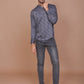 TRADITIONAL MOTIF PRINTED BLUE-GREY KURTA - Ravinik 