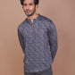 TRADITIONAL MOTIF PRINTED BLUE-GREY KURTA - Ravinik 