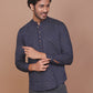 NAVY BLUE ETHNIC PRINTED KURTA - Ravinik 