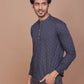 NAVY BLUE ETHNIC PRINTED KURTA - Ravinik 