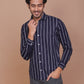 PINSTRIPE BLUE CLASSIC COLLAR SHIRT - Ravinik 