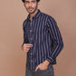 PINSTRIPE BLUE CLASSIC COLLAR SHIRT - Ravinik 