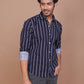 PINSTRIPE BLUE CLASSIC COLLAR SHIRT - Ravinik 