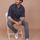 PINSTRIPE BLUE CLASSIC COLLAR SHIRT - Ravinik 