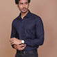 SHADOW STRIPE LYCRA CLASSIC COLLAR BLUE SHIRT - Ravinik 