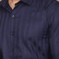 SHADOW STRIPE LYCRA CLASSIC COLLAR BLUE SHIRT - Ravinik 