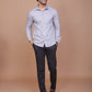 SHADOW STRIPE LYCRA CLASSIC COLLAR GREY SHIRT - Ravinik 