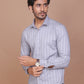 SHADOW STRIPE LYCRA CLASSIC COLLAR GREY SHIRT - Ravinik 