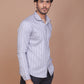 SHADOW STRIPE LYCRA CLASSIC COLLAR GREY SHIRT - Ravinik 